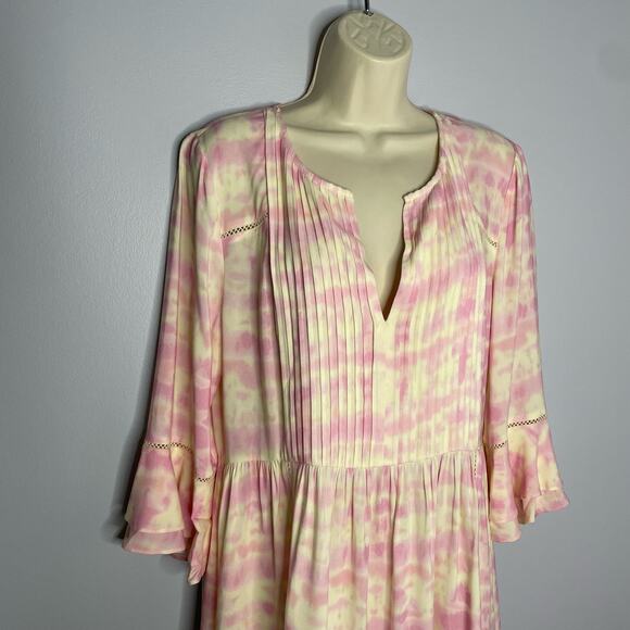 Julie‎ Brown NYC Cool Whip Rocky Pintuck V Neck Mini Dress Pink Coastal Relax L - Picture 9 of 16